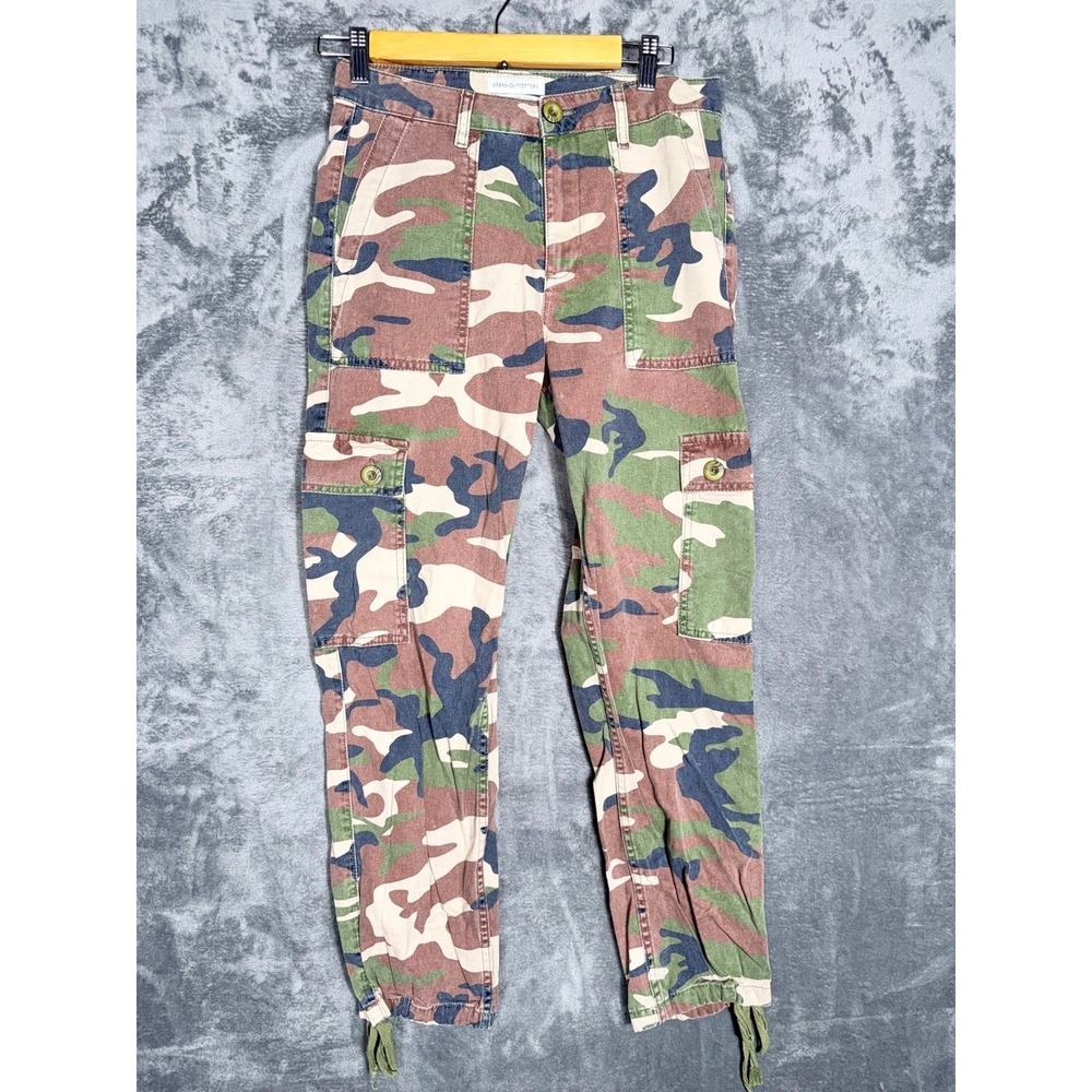 Urban Outfitters Womens Cargo Pants Jogger Size 2 Camo Multicolor Drawstring